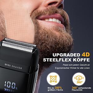 Мини-электробритва мужская с LED-дисплеем, IPX7 водонепроницаемая, портативная, бесшумная synthetic.ua - Фото 1