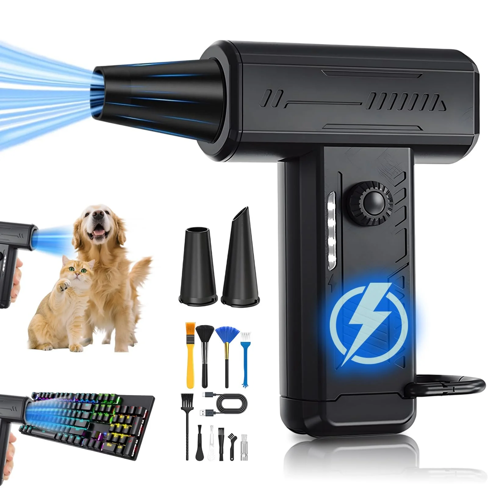 Електрична повітродувка Sadodo 130,000 RPM 4000 mAh + 10 щіток, фото №1 Електрична повітродувка Sadodo 130,000 RPM 4000 mAh + 10 щіток, фото №1