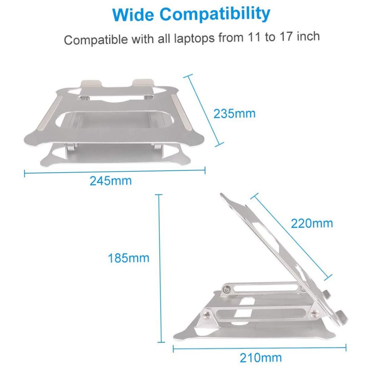 Подставка для ноутбука Алюминиевый сплав Регулируемый держатель для ноутбука Портативная подставка для ноутбука Складная подставка для ноутбука Стабильная поддержка для ноутбука Серебристый, фото №2