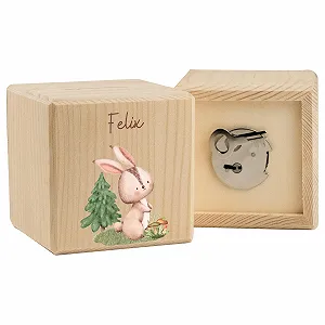 Скарбничка LARIFEE Rabbit дерев'яна кубічна з замком та ключем - Фото 1