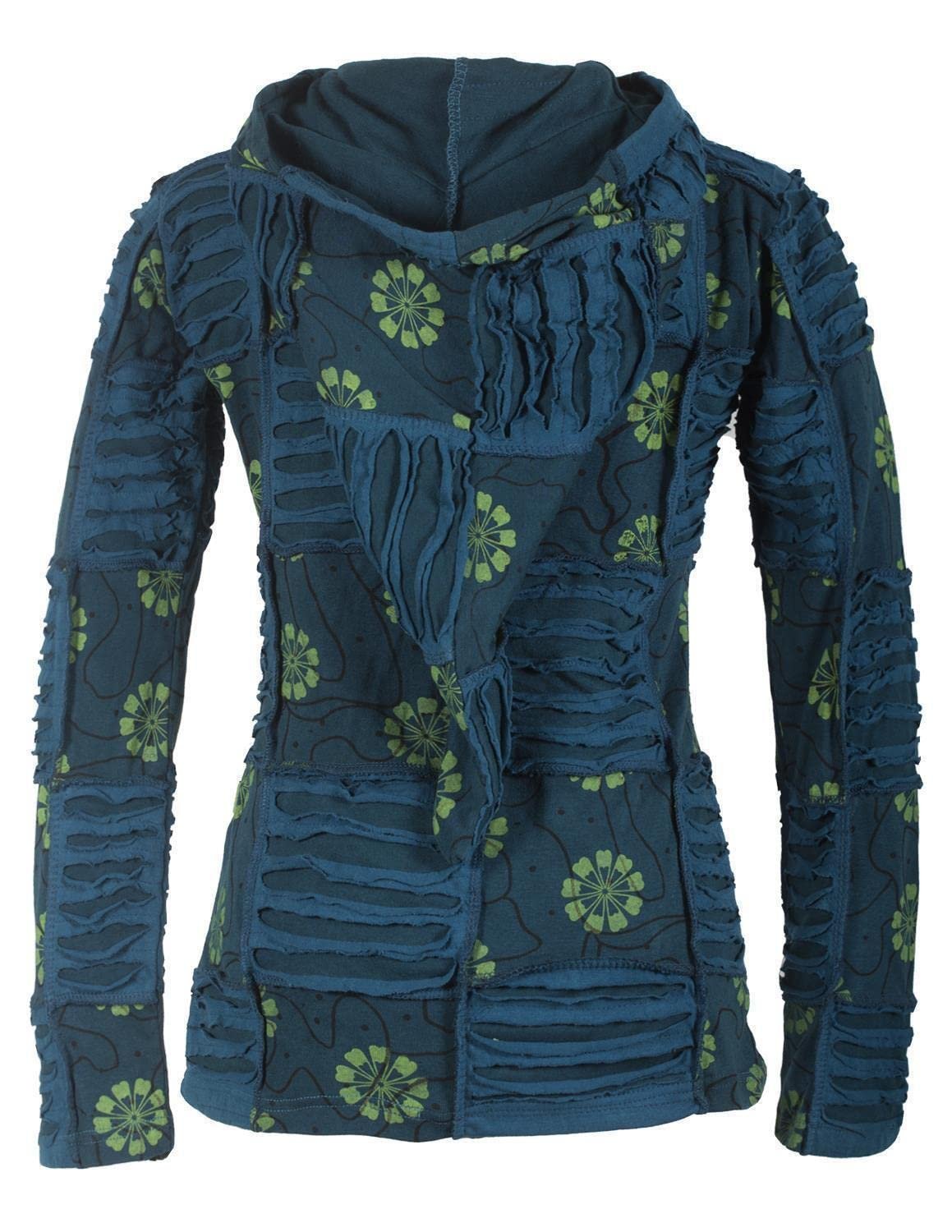 Куртка Женская в стиле пэчворк с капюшоном Vishes Alternative Clothing Хлопок с цветочной вышивкой и заостренным капюшоном, фото №2