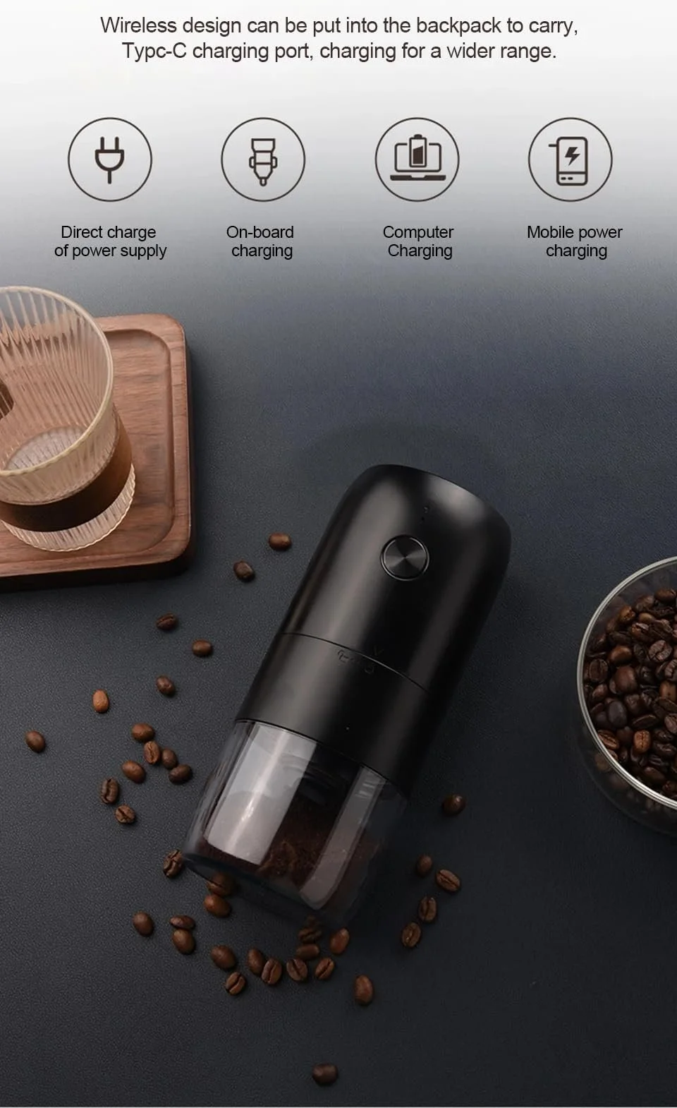 Кавомолка електрична USB акумуляторна, фото №1