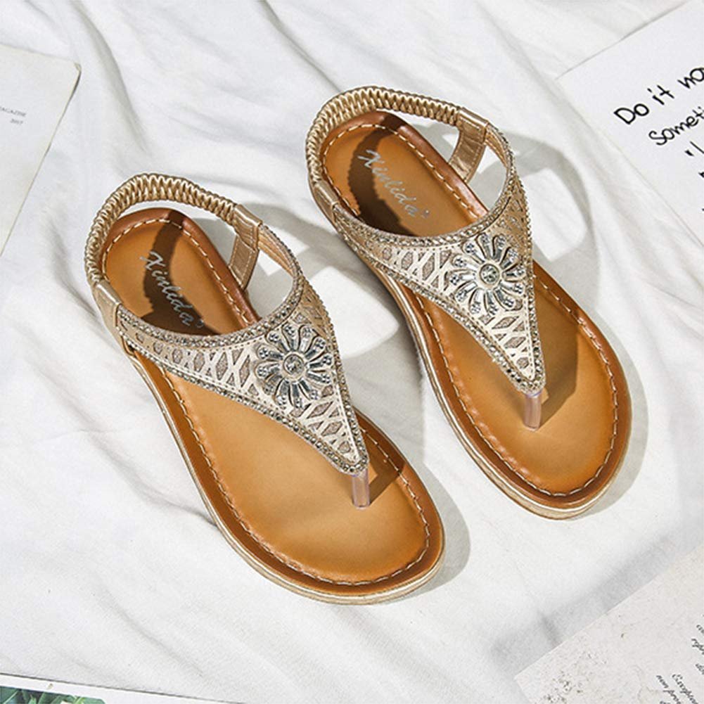 Женские Сандали Летние Пляжные Плоские с Ремешками Цветок со Стразами, фото №4