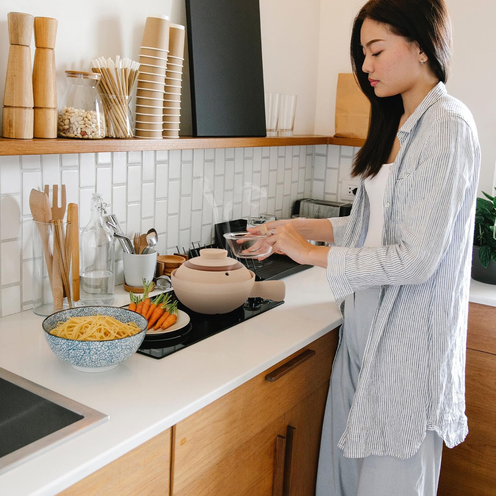 Ківш керамічний Toyvian з кришкою термостійкий одноручна для духовки, фото №7