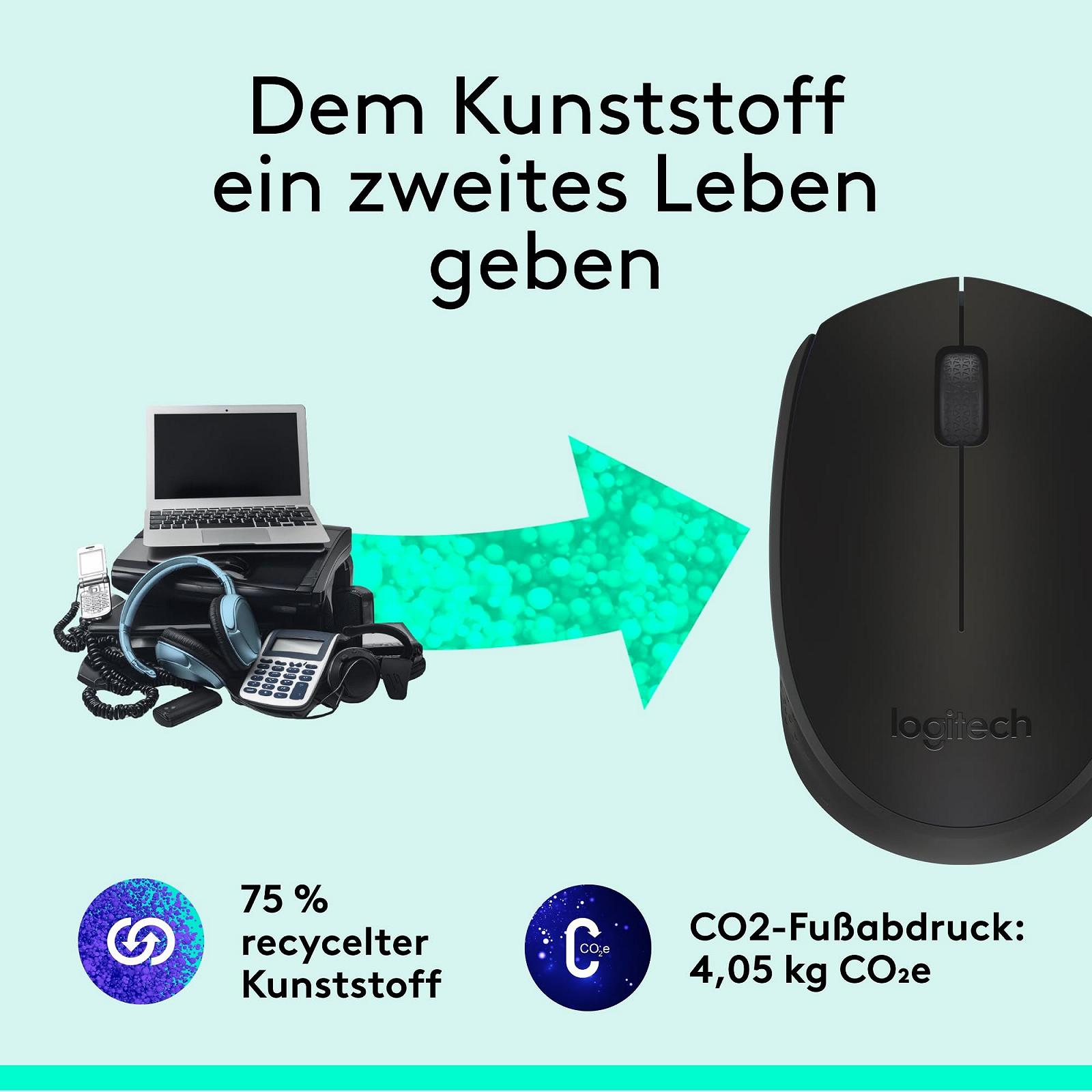 Мышь Logitech M171 Беспроводная, 2,4 ГГц подключение через USB-приемник, оптический сенсор, 12 месяцев работы от батареи, для обеих рук, 3 кнопки, для ПК / Mac - Черный, фото №4