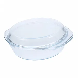 Стеклянная форма для запекания iplusmile Круглая Жаростойкая с крышкой - Фото 1