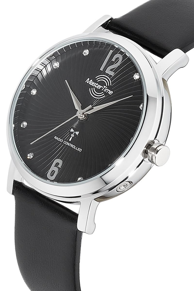Часы женские радиоуправляемые кварцевые Master Time Аналого-цифровые MTLA-10801-25L с кожаным ремешком, серебряные, современные, фото №2 Часы женские радиоуправляемые кварцевые Master Time Аналого-цифровые MTLA-10801-25L с кожаным ремешком, серебряные, современные, фото №2