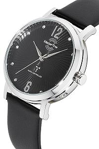 Часы женские радиоуправляемые кварцевые Master Time Аналого-цифровые MTLA-10801-25L с кожаным ремешком, серебряные, современные synthetic.ua - Фото 1