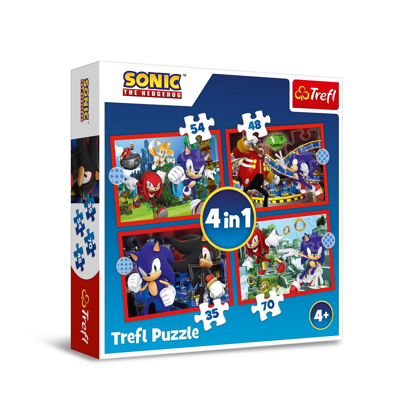 Пазл Trefl Sonic The Hedgehog, Adventure of Sonic 4-в-1 35-70 елементів для дітей від 4 років, фото №1