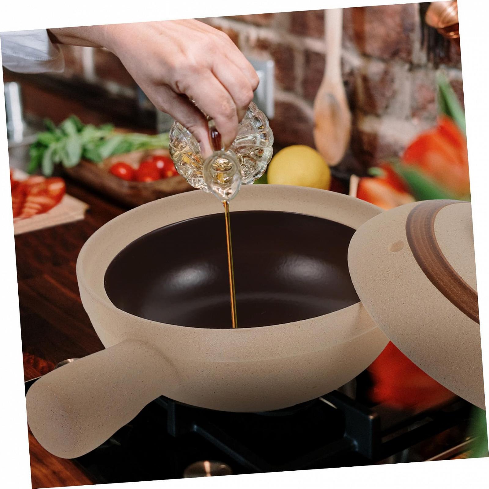 Кастрюля для запекания Gatuida Керамическая с крышкой и ручкой, фото №5