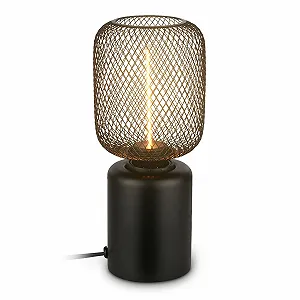 Настольная лампа BRILONER с проволочной сеткой, кабельный выключатель, теплый белый свет, 10 x 25 см, черная - Фото 1