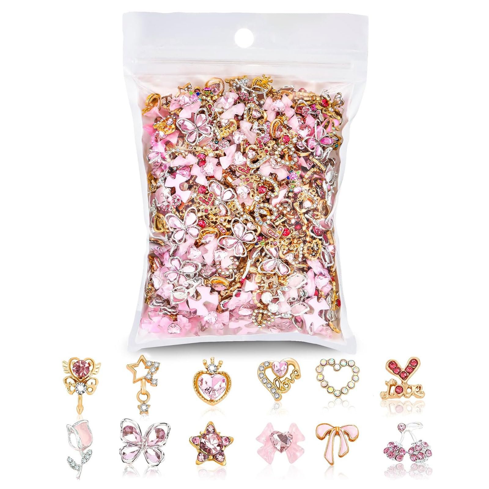 Набір прикрас для нігтів Прикраса для нігтів Серце Зірка Прикраса для нігтів Вишня 3D Alloy Y2K, фото №1