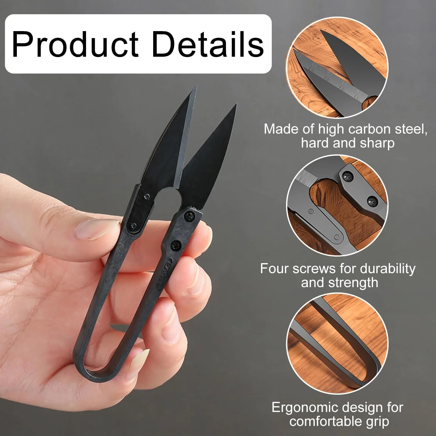 Ножиці для обрізки iCovalescent 5 шт., сталь нержавіюча, чорний, фото №3