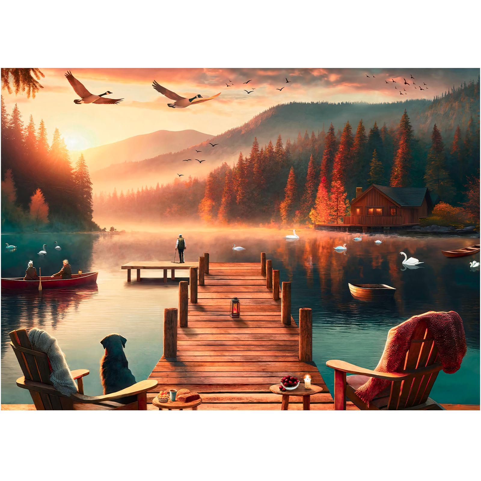 Пазл Bestdon 1000 деталей для взрослых Lakeside Evening Sunset Scenery Cabin 70 x 50 см, фото №1 Пазл Bestdon 1000 деталей для взрослых Lakeside Evening Sunset Scenery Cabin 70 x 50 см, фото №1