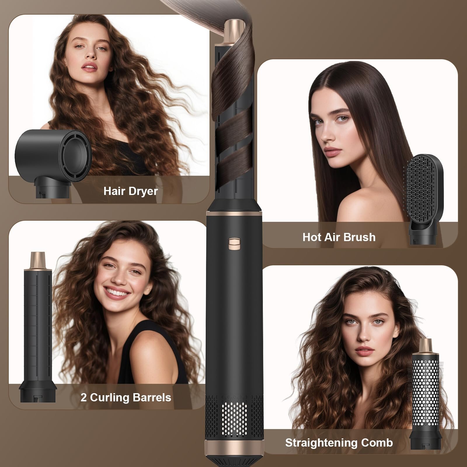 Стайлер Hairstyler 5-в-1 Набір із насадками для завивки та іонним феном (A), фото №4 Стайлер Hairstyler 5-в-1 Набір із насадками для завивки та іонним феном (A), фото №4