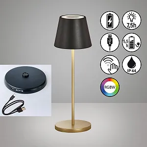 Настільна лампа Cosenza Outdoor Акумуляторна Бездротова USB-C/USB-A 34 см Чорна з золотим synthetic.ua - Фото 1