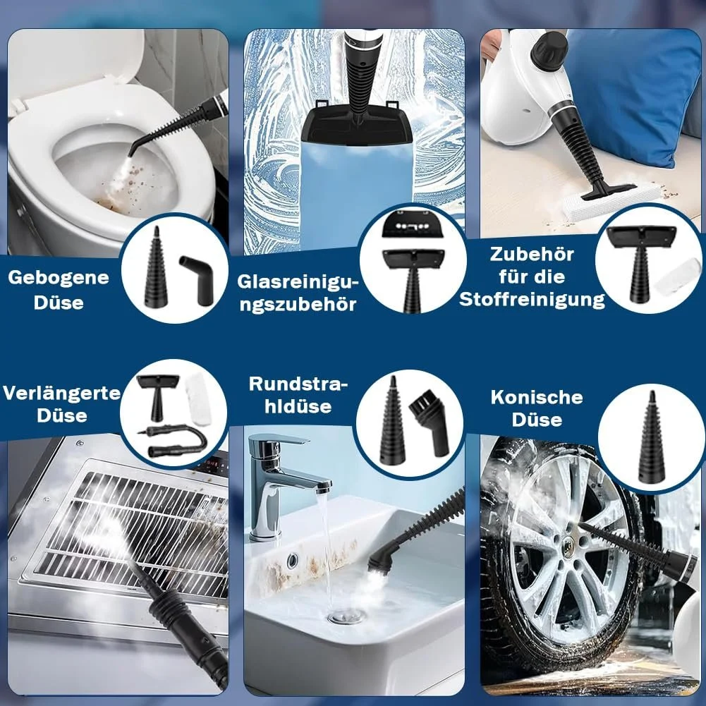 Пароочисник ручний Red Hut 1050 Вт 3.2 Бар з 12 насадками (1 комплект), фото №3