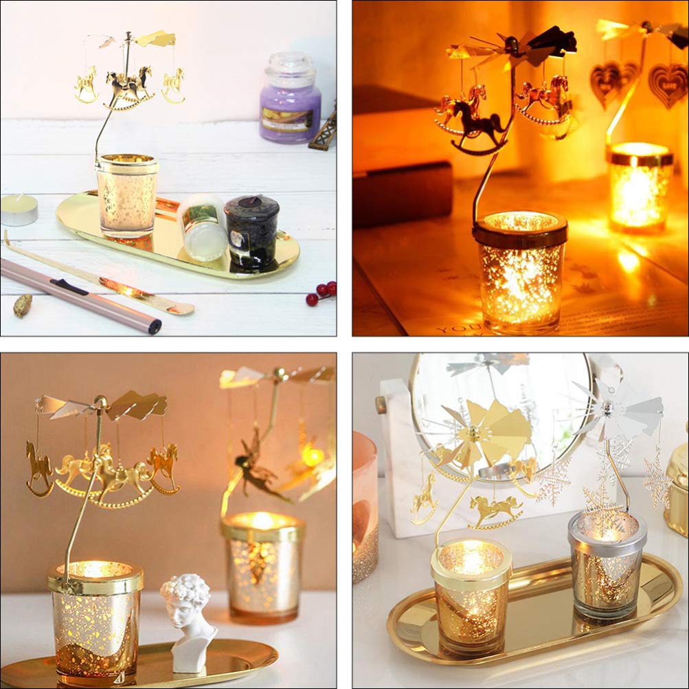 Подсвечник SOLUSTRE Metal Rotating Candle Holder Carousel Candles Рождественский Tea Light Holder, фото №6