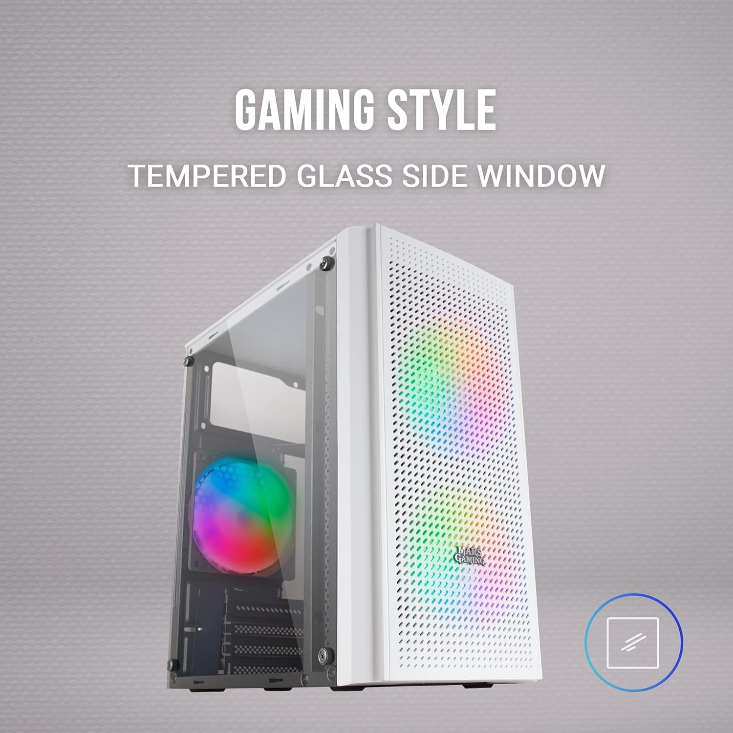 Ігровий корпус для ПК MARSGAMING Mini Tower Micro ATX Mars Gaming MC300 RGB з панеллю та вітринним корпусом A9 Білий, фото №3 Ігровий корпус для ПК MARSGAMING Mini Tower Micro ATX Mars Gaming MC300 RGB з панеллю та вітринним корпусом A9 Білий, фото №3