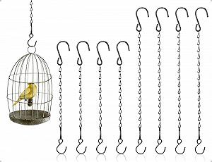 Набор цепочек для подвесных корзин 8 штук Металлические с крючками 29 см и 54 см Черный - Фото 1