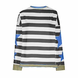 Женская Толстовка в полоску с длинными рукавами и узором звезд, цветная футболка, рубашка с круглым вырезом и длинными рукавами, мешковатые топы, базовая блузка для девочек-подростков, повседневная уличная одежда synthetic.ua - Фото 1