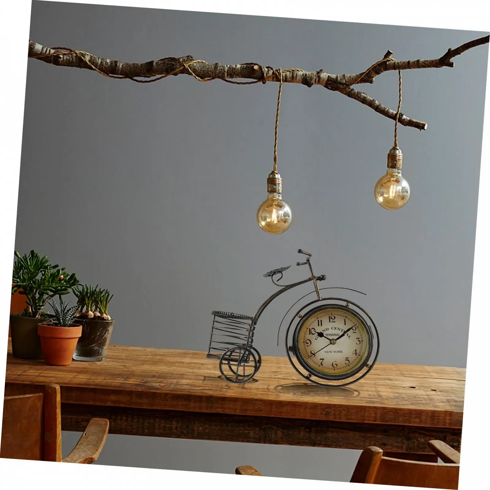 Настільний годинник MUCKLILY Вінтажний металевий з тихим механізмом, ПВХ скло, європейський ретро дизайн, декоративний, фото №4