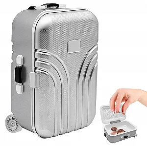 Скарбничка HOMURY Mini Luggage Piggy Bank Creative Suitcase ABS Silver - Фото 1