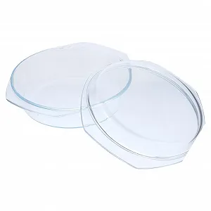 Форма для запікання скляна з плоскою кришкою жаростійка універсальна - Фото 1