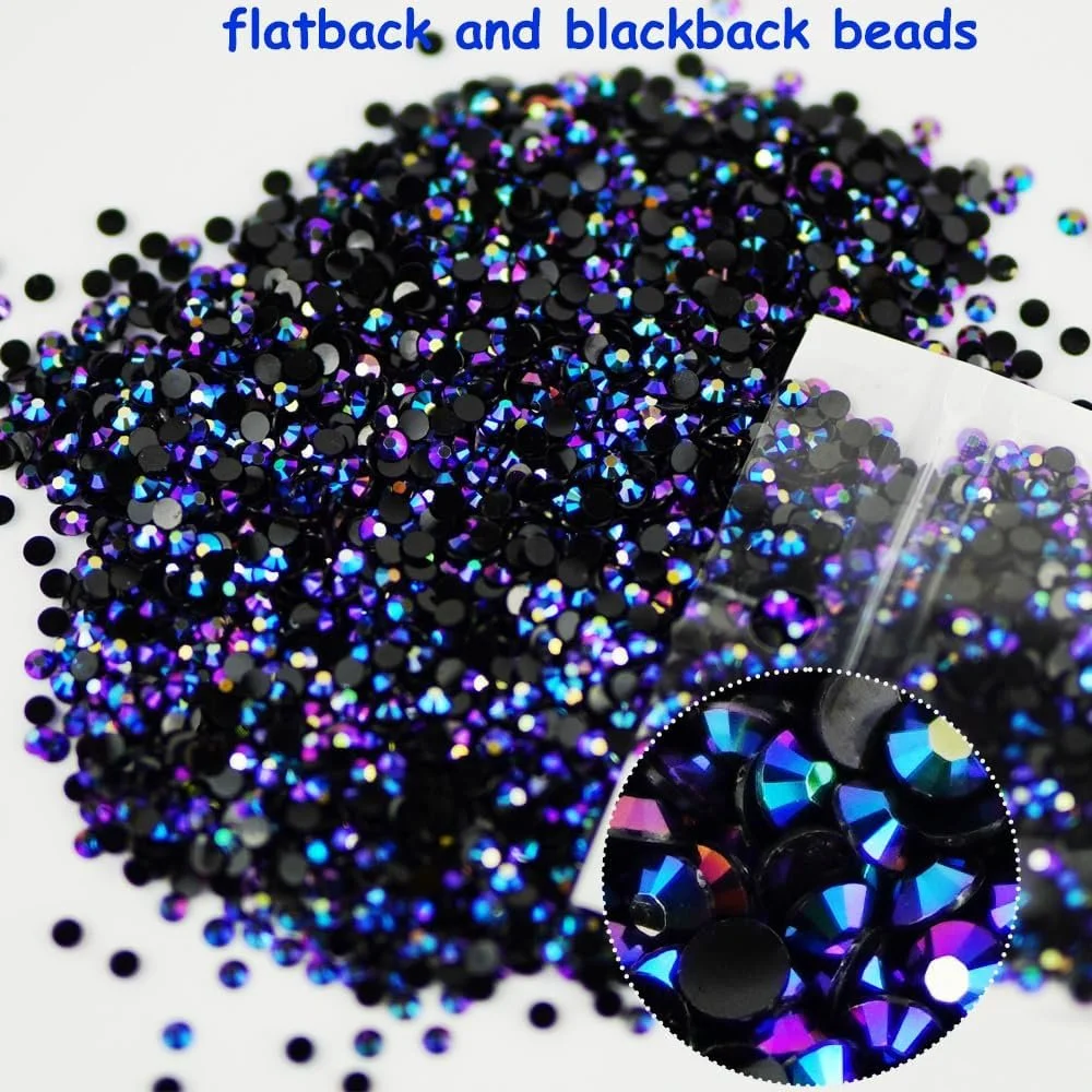 Стрази Чорні Кнопки Фіолетові Смоляні Плоскі 3 мм SS12 для рукоділля, фото №3