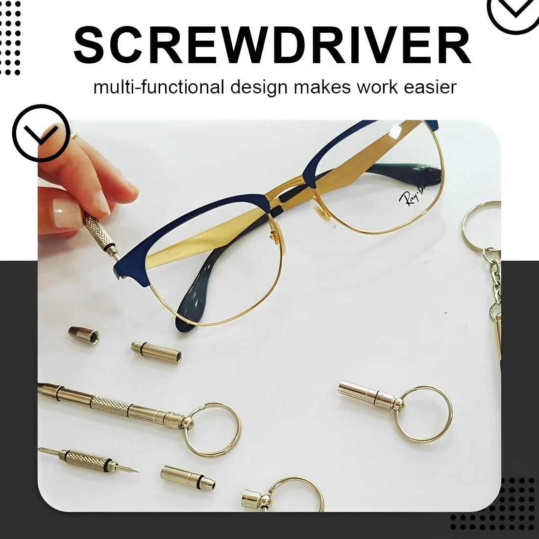Набір BIRLOZA з 4 міні викруток з нержавіючої сталі для ремонту окулярів та ювелірних виробів, фото №6
