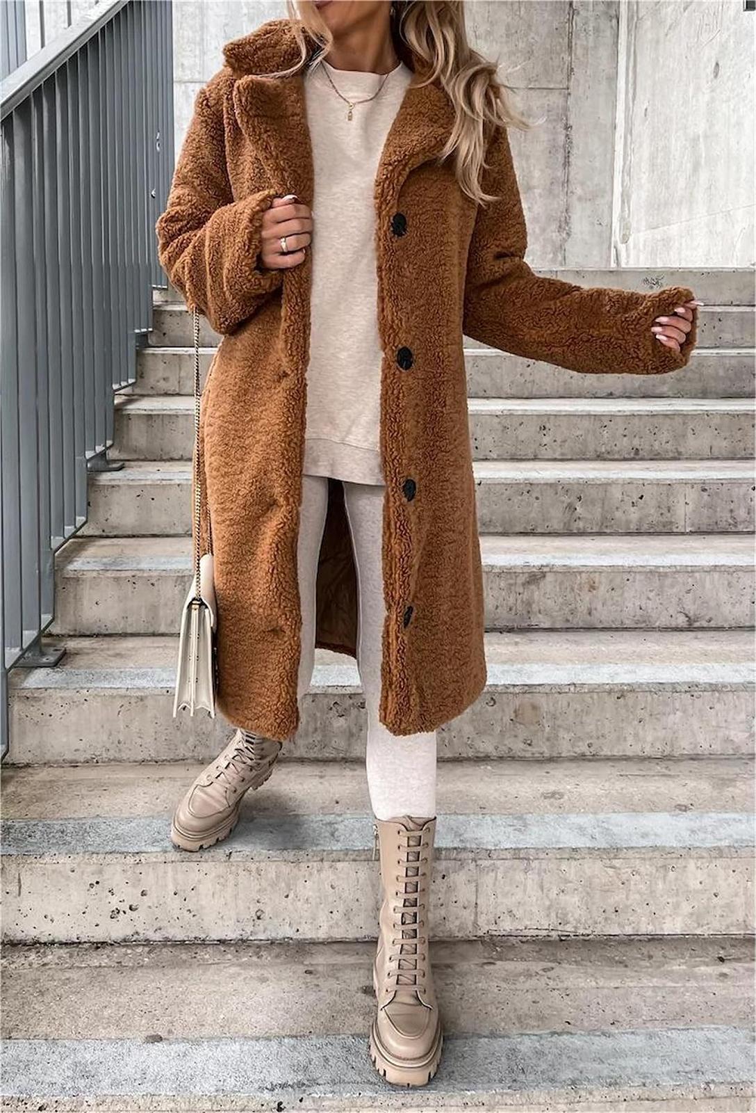 Жіноче Пальто З Лацканами Довге Зимове, фото №5