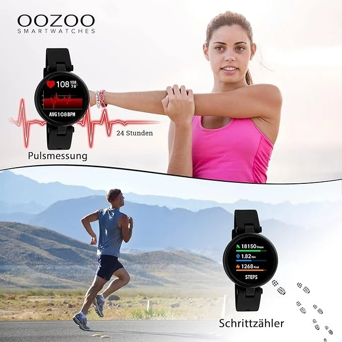 Смарт-часы Oozoo Q4 39 мм, унисекс, фитнес-часы с силиконовым ремешком 16 мм, шагомер, фитнес-трекер, спортивные часы для iOS и Android, фото №4