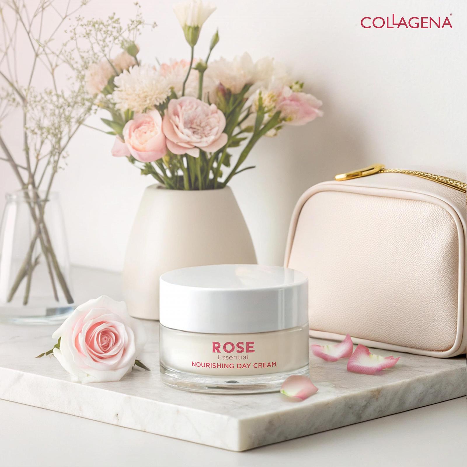 Денний крем для обличчя COLLAGENA Rose Essential Day Cream з трояндовою олією та пептидами колагену зволожуючий 50 мл, фото №8 Денний крем для обличчя COLLAGENA Rose Essential Day Cream з трояндовою олією та пептидами колагену зволожуючий 50 мл, фото №8