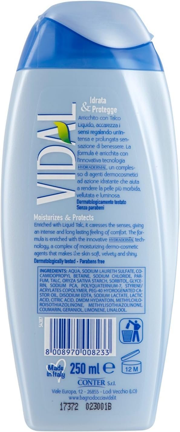 Гель для душу Vidal Docciagel Talco Liquido 250 мл + томатна пульпа Italian Gourmet Polpa 400 г упаковка 6 шт, фото №3