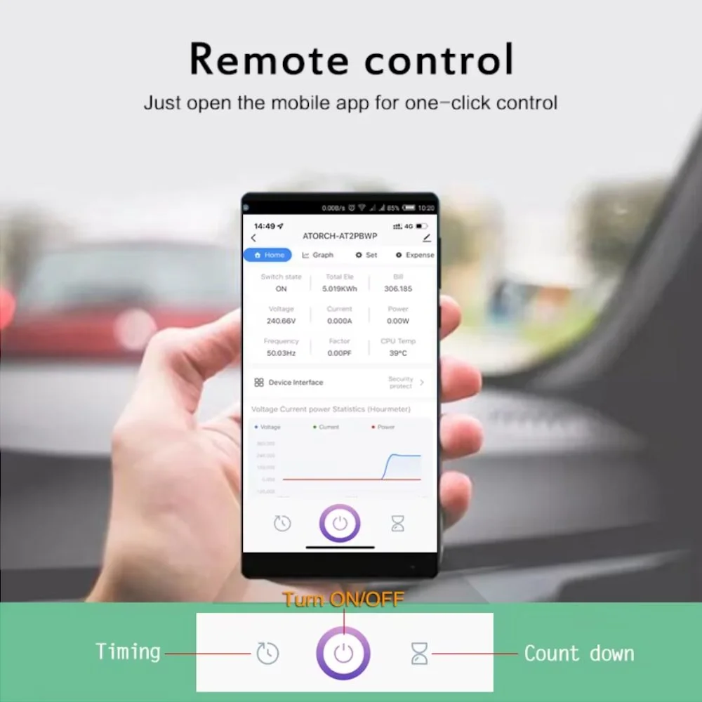 Розумний Wi-Fi, автоматичний вимикач, ATORCH 2P 63A Tuya WIFI, лічильник електроенергії КВтч, вимірювання потужності, таймер, фото №4