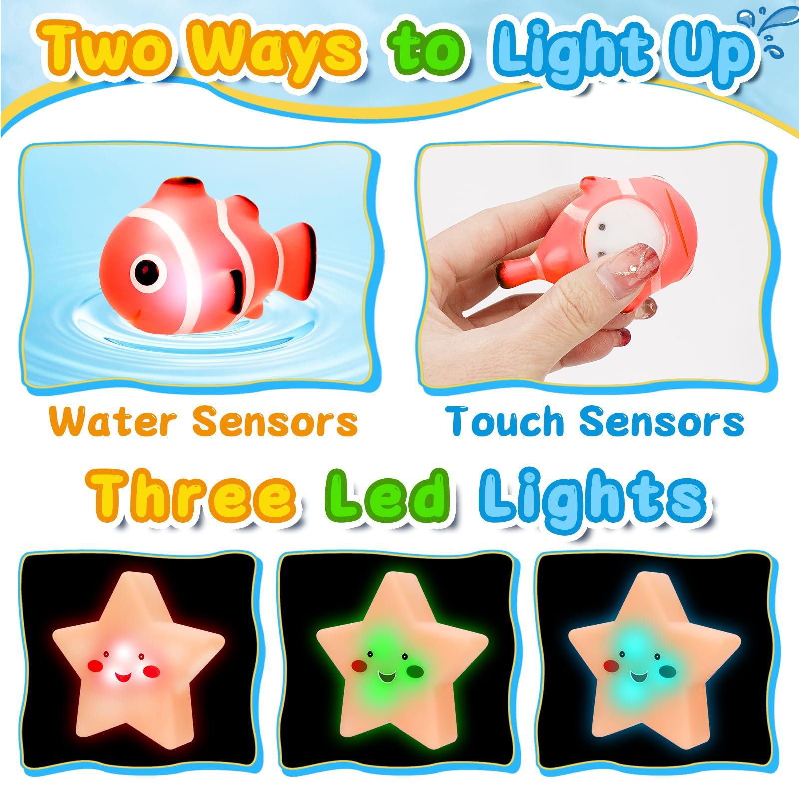 Іграшка для ванни Світлодіодна Тваринка, Набір 12 штук, фото №3