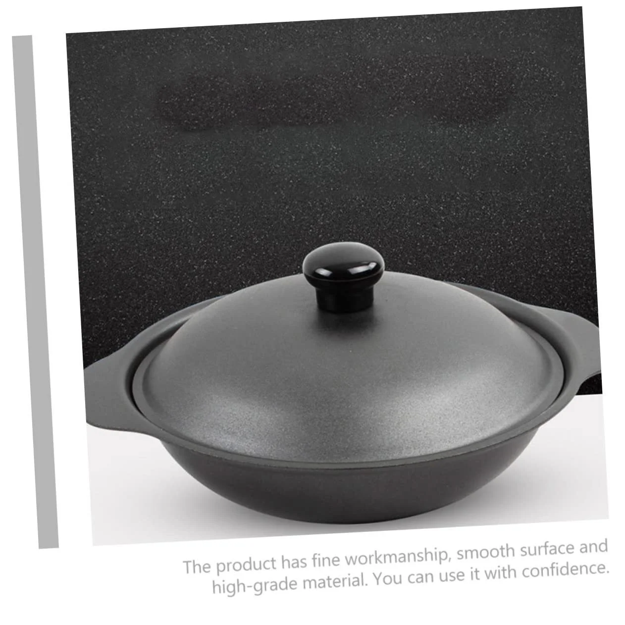 Кастрюля VALICLUD чугунная с крышкой прочная термостойкая эргономичная для тушения курицы и риса, фото №2