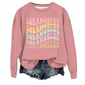 Женский свитшот Los Angeles California с буквенным принтом, графика, круглый вырез горловины, худи в стиле колледжа, повседневный, со спущенными плечами, милый эстетичный, с буквенным принтом, крутой осенний готический Y2K - Фото 1
