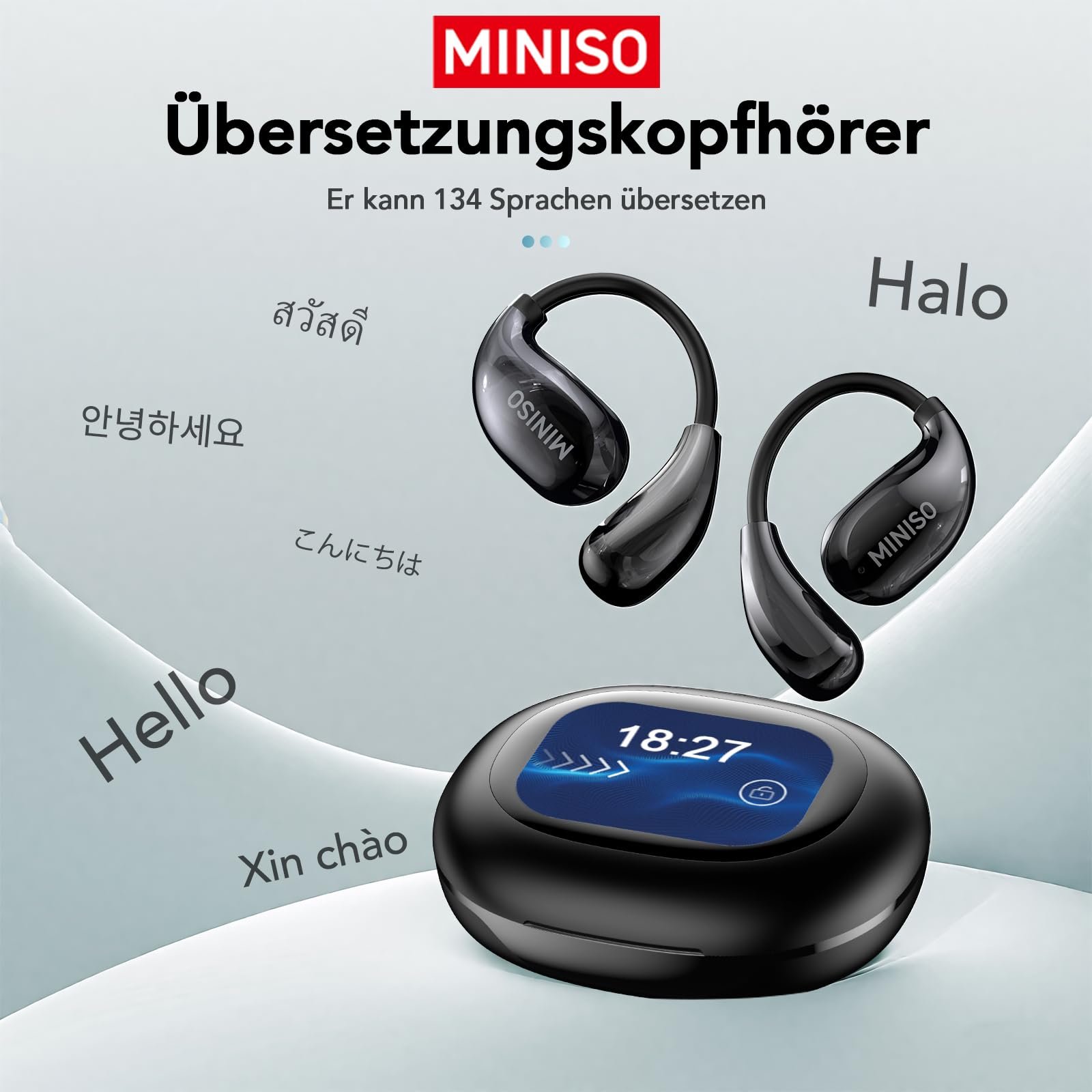Наушники-переводчик AI MINISO MS189, реального времени, OWS LCD сенсорный, фото №3 Наушники-переводчик AI MINISO MS189, реального времени, OWS LCD сенсорный, фото №3