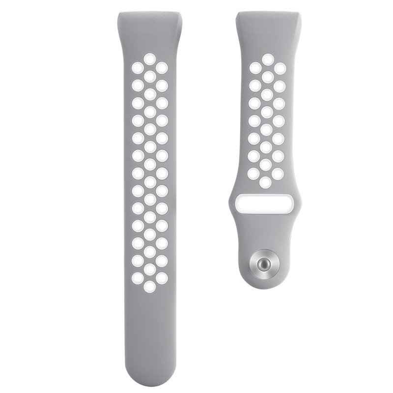 Силіконовий ремішок з перфорацією для фітнес-браслету Fitbit Charge 3 4 Grey&White розмір L, фото №3 Силіконовий ремішок з перфорацією для фітнес-браслету Fitbit Charge 3 4 Grey&White розмір L, фото №3