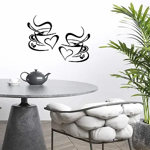 Наклейка на стіну 2 чашки Кава та Чай самоклейна 220 x 290 мм Чорний synthetic.ua - Фото 1