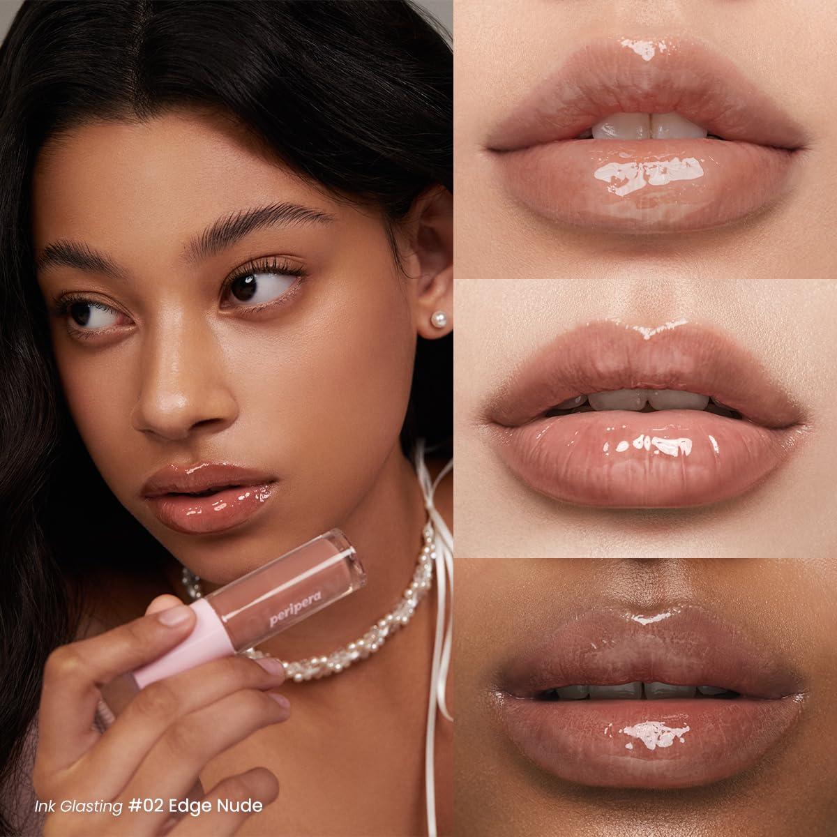 Блиск для губ Peripera INK GLASTING 002 EDGE NUDE, фото №5