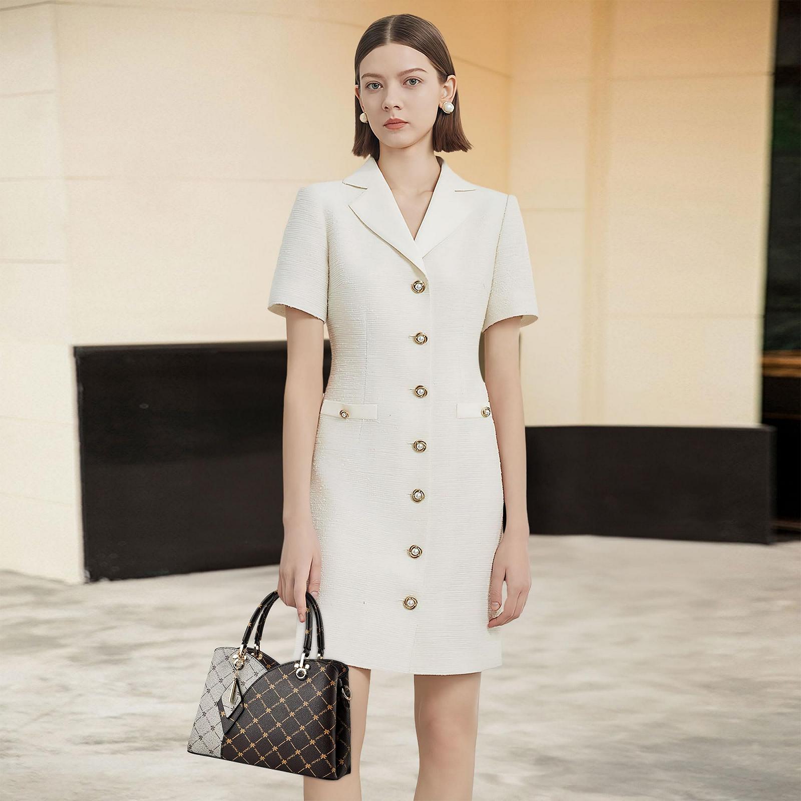 Сумка DORRISO женская с ручкой, стильная, элегантная, с цветными блоками, коричневая, фото №7