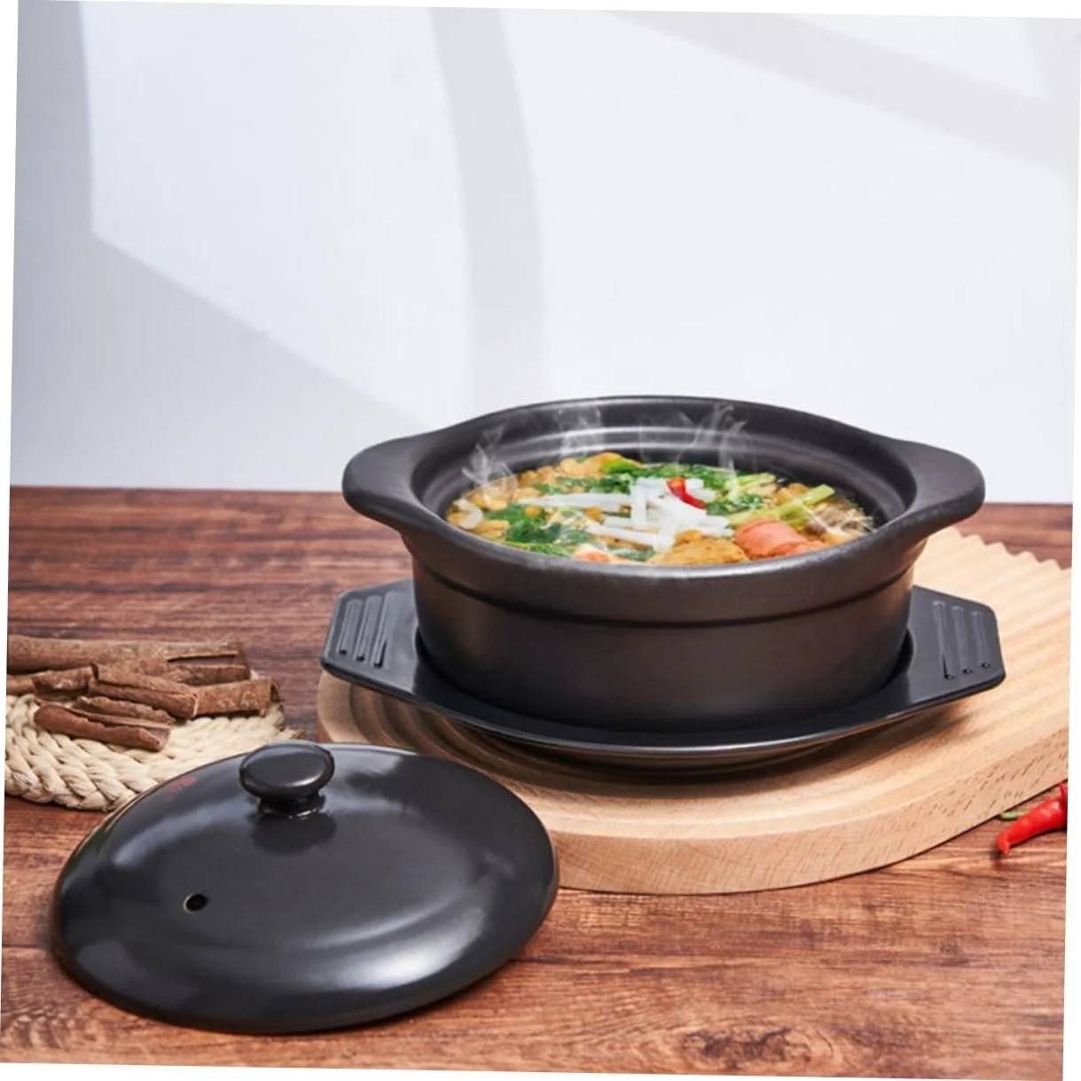 Каструля Veemoon 1.26 л керамічна з кришкою та подвійною ручкою для індукційних та газових плит антипригарна, фото №6