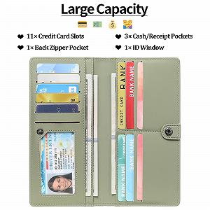 Кошелек GAEKEAO Ultra Thin PU Leather RFID Blocking Credit Card Holder Bifold Long Ladies Wallet Billfold Clutch, Type1 Fruit Green, Casual synthetic.ua - Фото 1