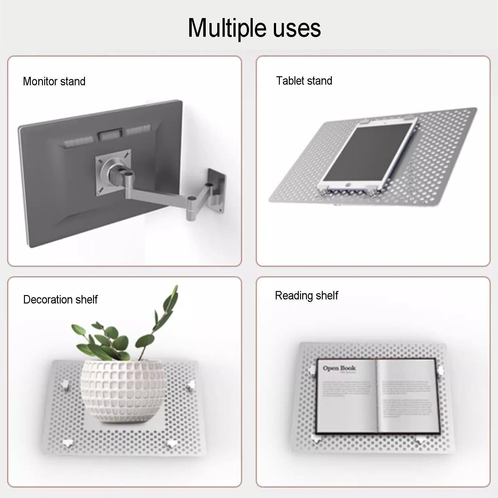 Настінне кріплення для ноутбука, регульований тримач з підставкою для миші, алюмінієвий сплав, вантажопідйомність 8 кг, фото №7