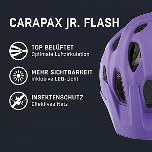 Шлем ALPINA Carapax JR. Flash Illuminated, легкий и безопасный велосипедный шлем со светодиодной подсветкой и сеткой от насекомых для детей synthetic.ua - Фото 1