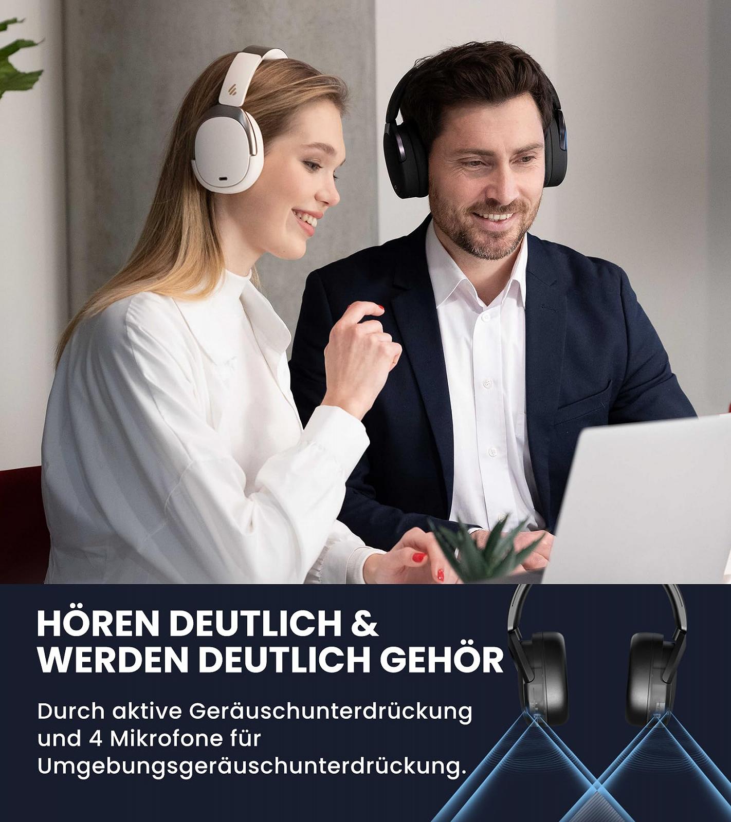 Навушники Edifier WH950NB Hybrid Active Noise Cancelling -LDAC Codek з Hi-Res Audio та налаштованим еквалайзером через додаток Після 55 годин відтворення з складними бездротовими накладними Bluetooth V5.3 навушниками - Чорний, фото №4