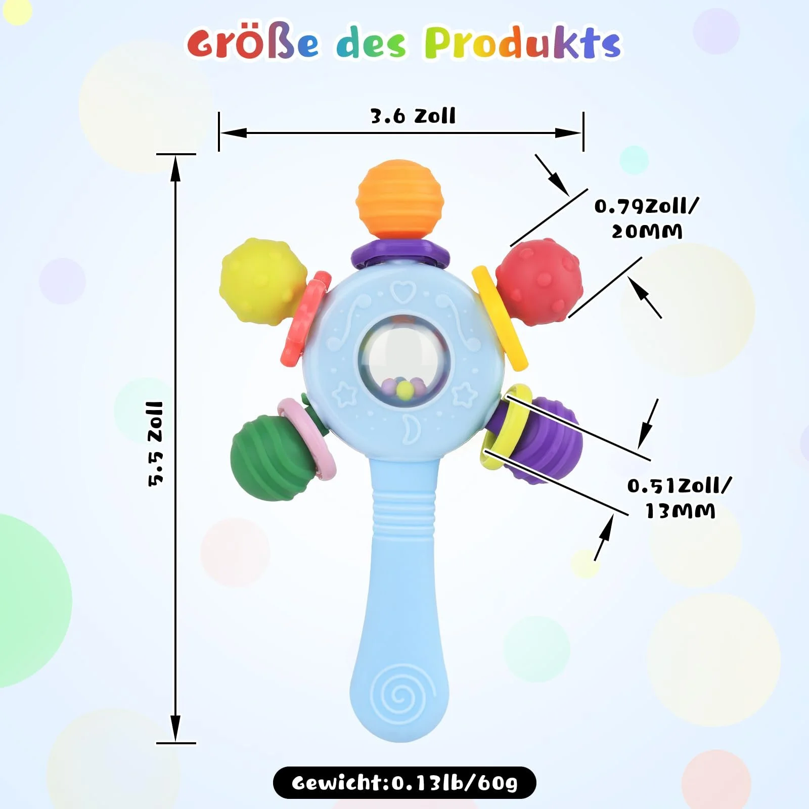 Брязкальце-прорізувач для немовлят Ергономічний та безпечний дизайн іграшки Синій, фото №3