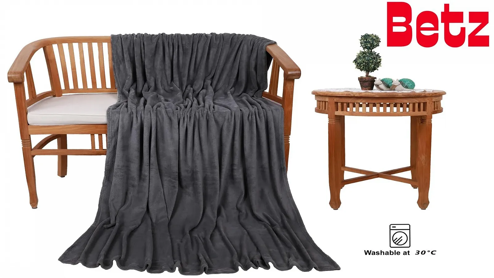 Плед для дивану Betz Cuddly Fluffy Teddy XXL, теплий, 150 x 200 см, антрацитовий сірий, фото №2